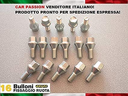 Kit 16 bulloni ruota compatibile con Ford Ka dal 2009 in poi ruote cerchi in acciaio e in lega Farad - immagine 2