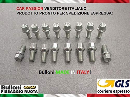 Kit 20 Bulloni Ruota compatibili con VOLKSWAGEN GOLF IV V VI VII 4 5 6 7 fissaggio ruote Cerchi In Acciaio e In Lega in Ferro Farad MADE IN ITALY - immagine 2