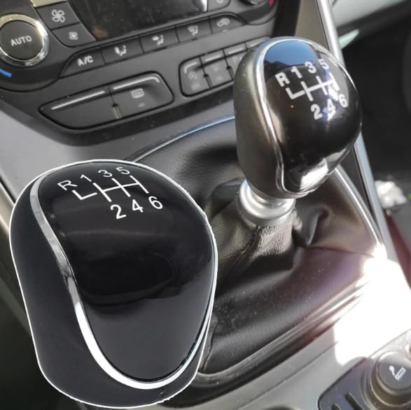 Pomello Leva Cambio Completo Compatibile con Ford Focus Fiesta Kuga Mondeo S-Max C-Max Galaxy Transit Marce Ricambio Impugnatura Lente (6 Marce)