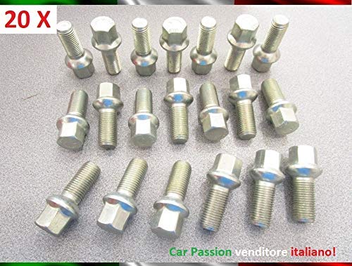Kit 20 Bulloni Ruota compatibili con MERCEDES CLASSE A E R CLS GLA SL fissaggio ruote Cerchi In Lega Farad MADE IN ITALY - immagine 2