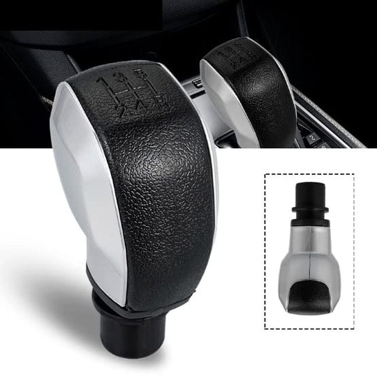 Cuffia Leva Cambio Manuale + Pomello + Ghiera Interna Compatibile con Peugoet 308 2013-2021 Cuciture Nere 5 Marce Set Completo Ricambio Auto (Pomello Satinato)