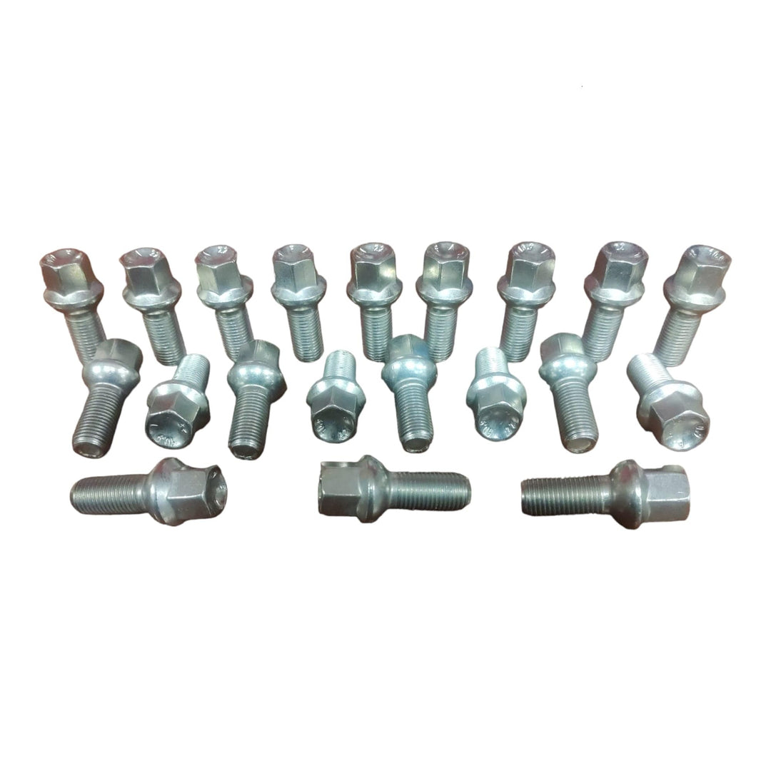 Bulloni Ruota Fissaggio Cerchi In Lega e In Ferro 20pz Acciaio Inox HEX 17 M14x1,5 R13 compatibili con VOLKSWAGEN golf, golf sw, scirocco, polo, fox, new beetle T-ROC T-CROSS Audi Seat Skoda