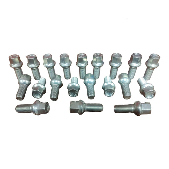Bulloni Ruota Fissaggio Cerchi In Lega e In Ferro 20pz Acciaio Inox HEX 17 M14x1,5 R13 compatibili con VOLKSWAGEN golf, golf sw, scirocco, polo, fox, new beetle T-ROC T-CROSS Audi Seat Skoda