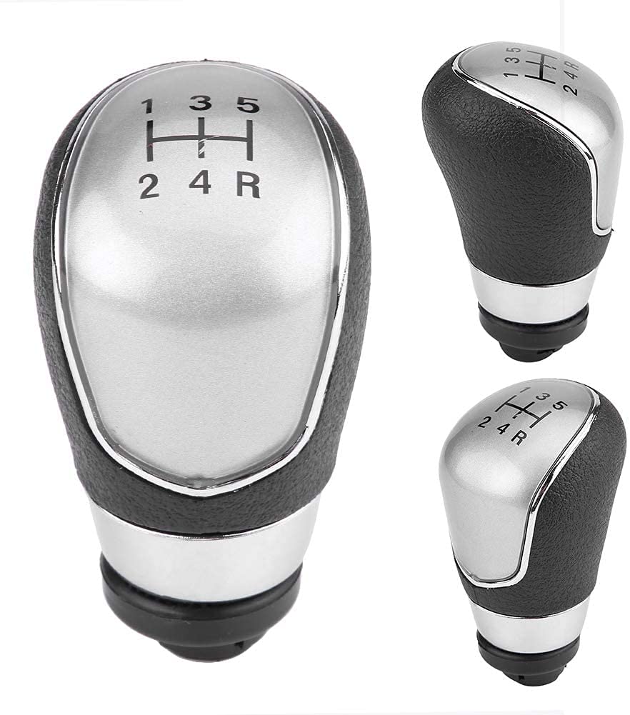 Pomello Leva Cambio Completo Compatibile con Fiesta MK7 Focus MK2 MK3 C-Max B-Max S-Max Kuga Galaxy MK3 5 Marce Ricambio Impugnatura Lente Grigio Argento