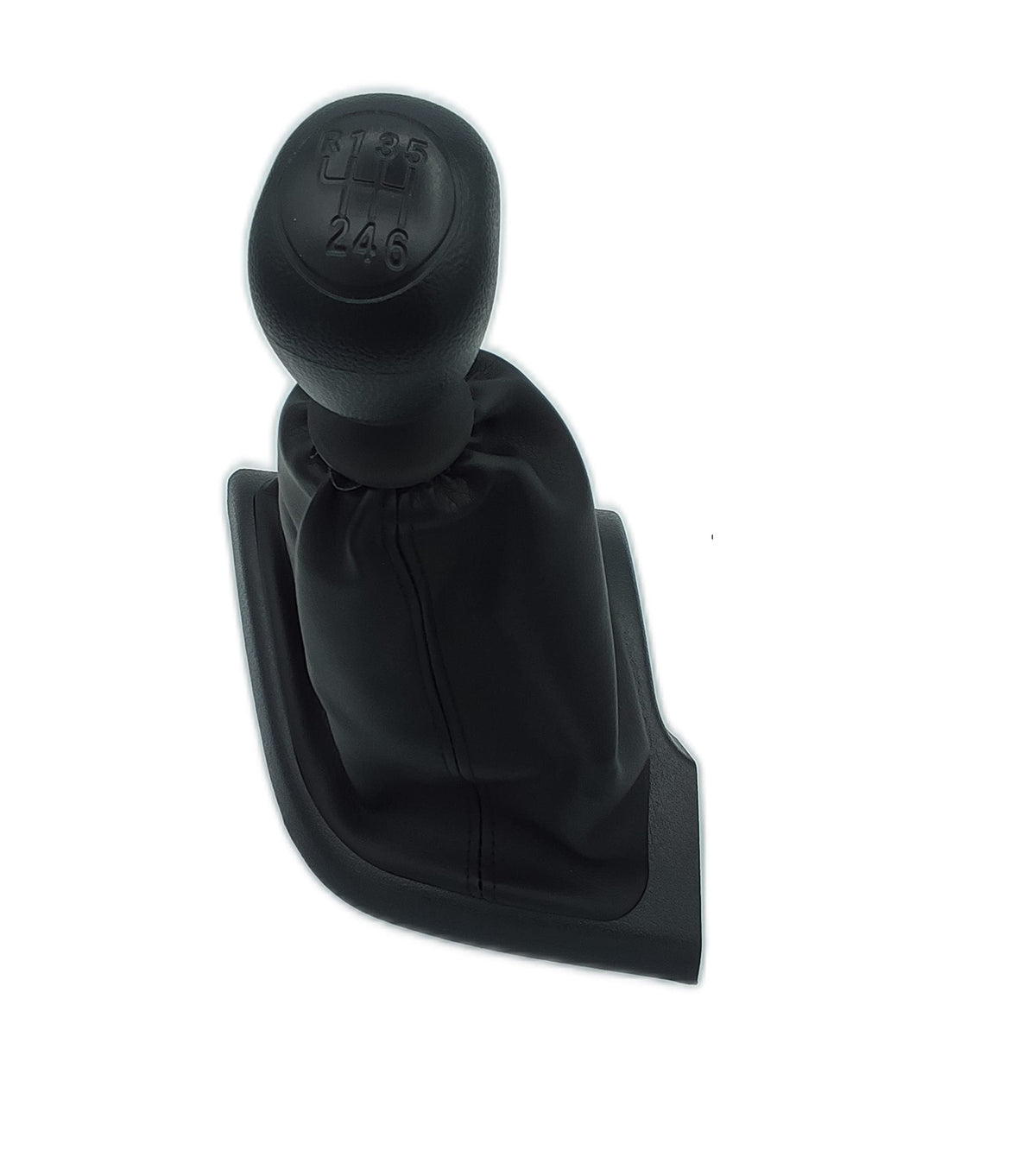 Cuffia Leva Cambio Manuale + Pomello + Ghiera Telaio Compatibile con Fiat Ducato Peugeot Boxer Citroen Jumper 2006> Cuciture Nere 6 Marce Set Completo Ricambio Auto