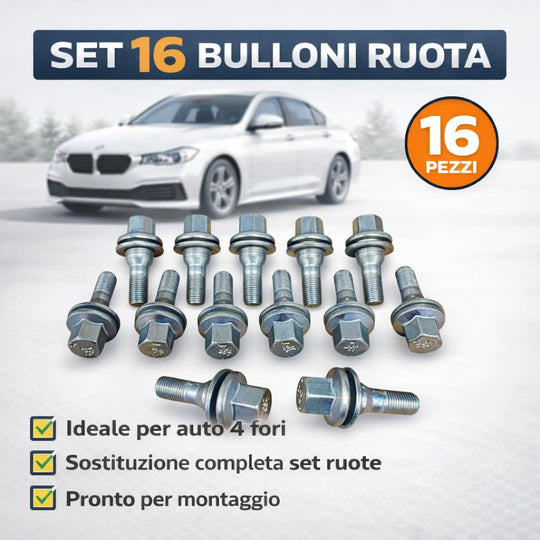 16 Bulloni Fissaggio Ruote Compatibile Con Citroen Saxo C3 Xsara C5 Berlingo C2 C4 C6 C3 DS3 DS4 DS5 dal 2003 - Jeep Avenger - Fiat 600 - Alfa Romeo Junior Gomme Cerchi in LEGA M12x1,25 hex 17 - immagine 2