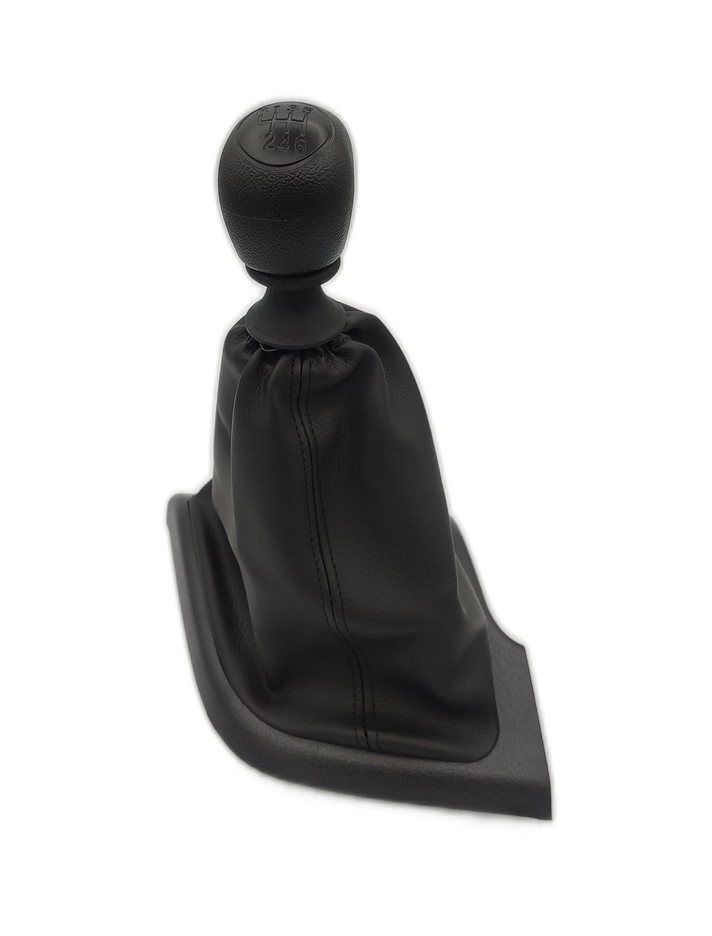 Cuffia Leva Cambio Manuale + Pomello + Ghiera Telaio Compatibile con Fiat Ducato Peugeot Boxer Citroen Jumper 2006> Cuciture Nere 6 Marce Set Completo Ricambio Auto
