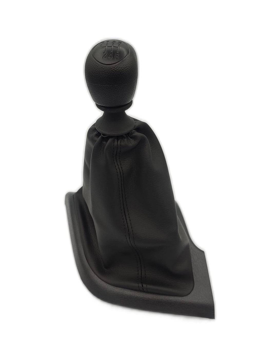 Cuffia Leva Cambio Manuale + Pomello + Ghiera Telaio Compatibile con Fiat Ducato Peugeot Boxer Citroen Jumper 2006> Cuciture Nere 6 Marce Set Completo Ricambio Auto
