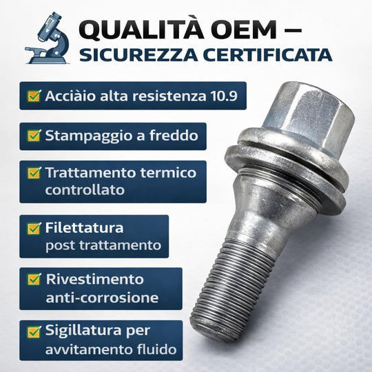 Kit 20 bulloni ruota COMPATIBILE CON Peugeot 106 206 307 406 607 1007 407 207 308 Expert Partner Bipper 508 3008 5008 208 dal 2003 in poi ruote cerchi in lega - immagine 5