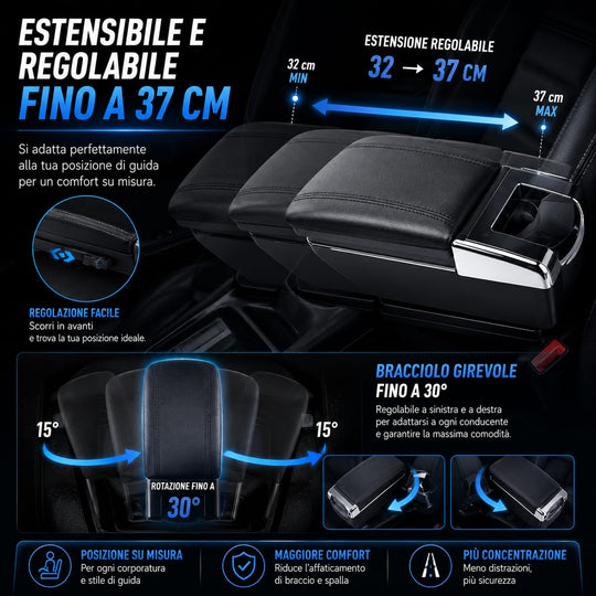 Bracciolo DACIA DUSTER 2018-2024 Poggiabraccio in ecopelle nero