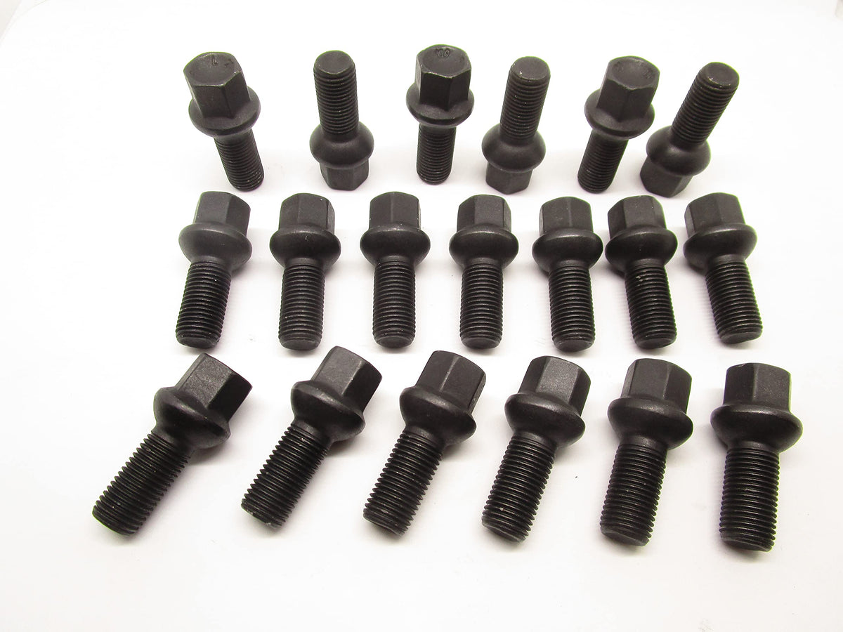 Kit 20 Bulloni Ruota Neri compatibili con VOLKSWAGEN GOLF IV V VI VII 4 5 6 7 fissaggio ruote Cerchi In Acciaio e In Lega in Ferro Farad MADE IN ITALY