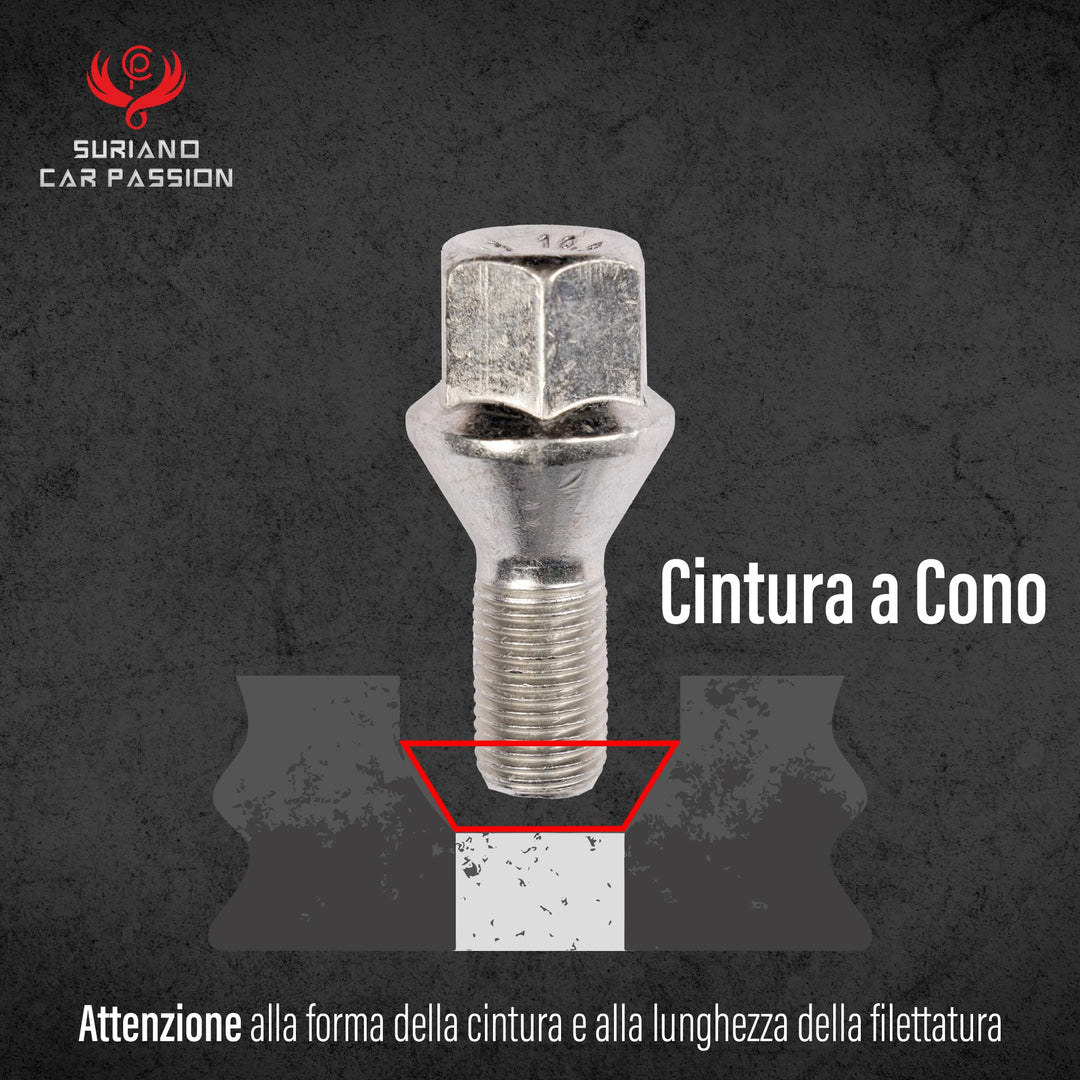 20 Bulloni Ruota compatibili con Lancia Ypsilon Musa Delta Lybra fissaggio ruote Cerchi in Acciaio Lega Ferro Made in Italy M12x1,25 - immagine 5