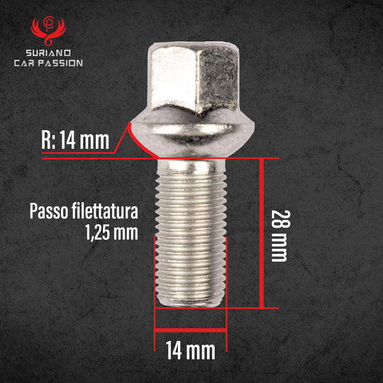 Kit 20 Bulloni Ruota compatibili con MERCEDES CLASSE A B C V CLA SLK CLC VITO fissaggio ruote Cerchi In Acciaio e In Lega in Ferro Farad MADE IN ITALY - immagine 4
