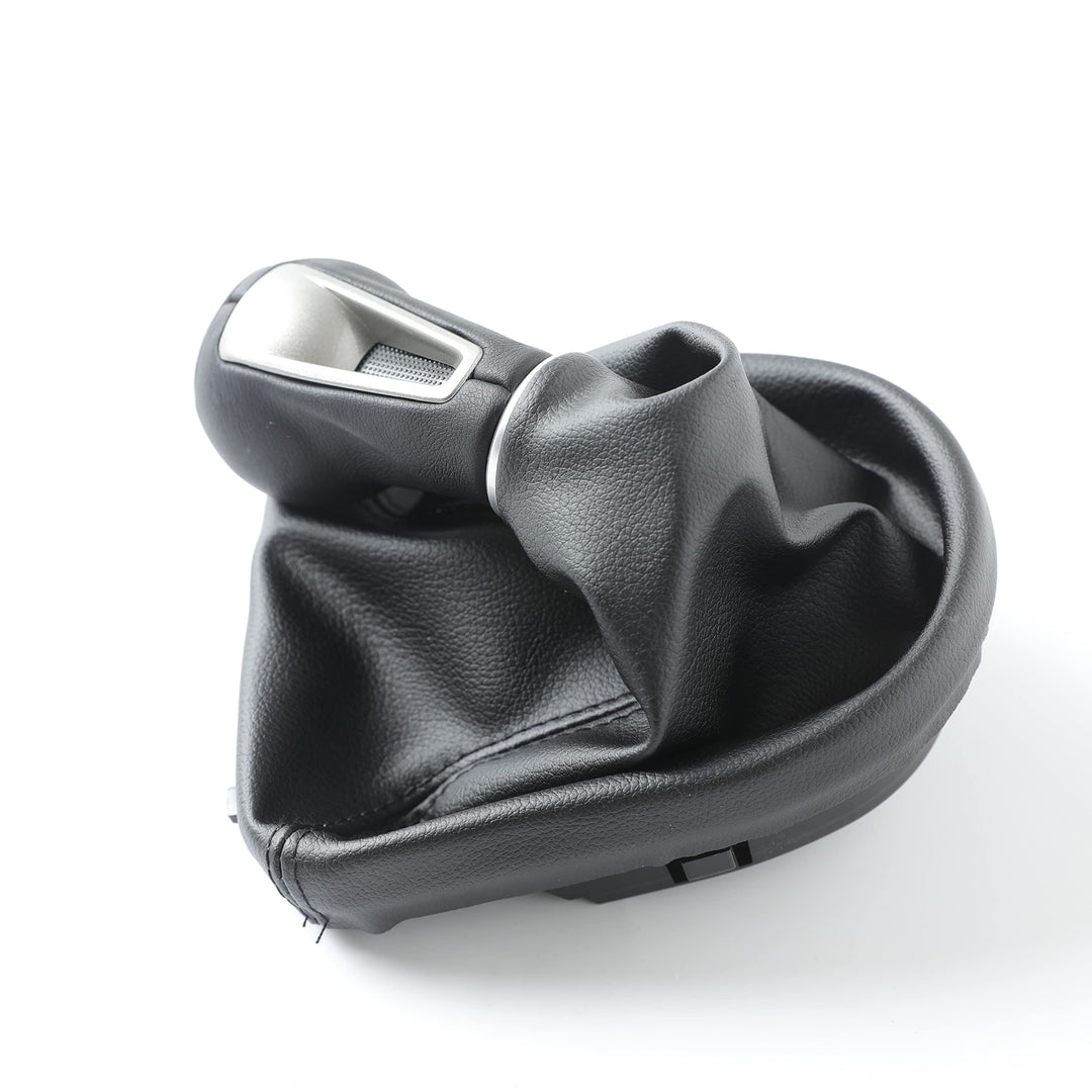 Cuffia Leva Cambio Manuale + Pomello + Ghiera Telaio Compatibile con Seat Leon Altea Toledo 2005-2012 Cuciture Nere Set Completo Ricambio Auto (5 Marce)