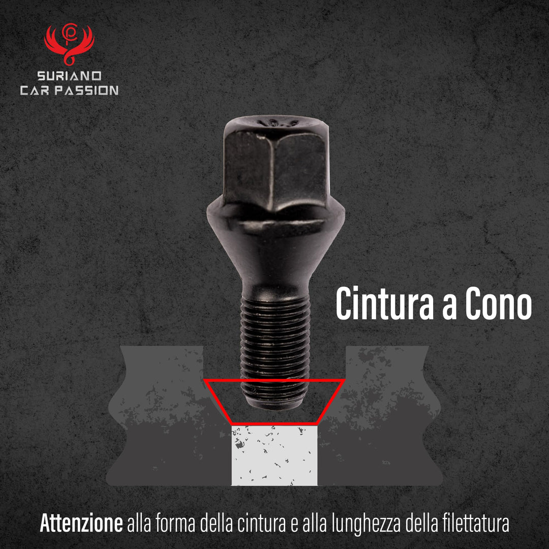 Kit 20 bulloni ruota neri compatibili con Jeep Renegade dal 2014 e Compass solo dal 5/2020 in poi ruote cerchi in acciaio e in lega Farad - immagine 5