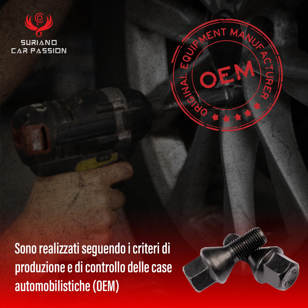 20 Bulloni Ruota Fissaggio Ruote Neri Compatibile Con Jeep Compass dal 8/2017 al 4/2020 Gomme Cerchi in Acciaio Lega Ferro Made in Italy M12x1,25 - immagine 3