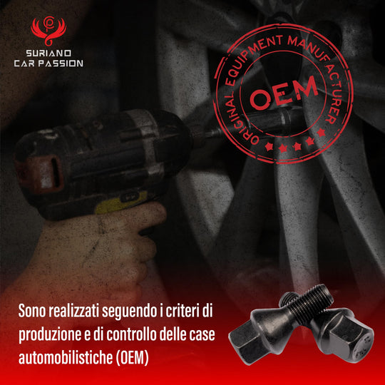 Kit 20 bulloni ruota neri compatibili con Jeep Renegade dal 2014 e Compass solo dal 5/2020 in poi ruote cerchi in acciaio e in lega Farad - immagine 6