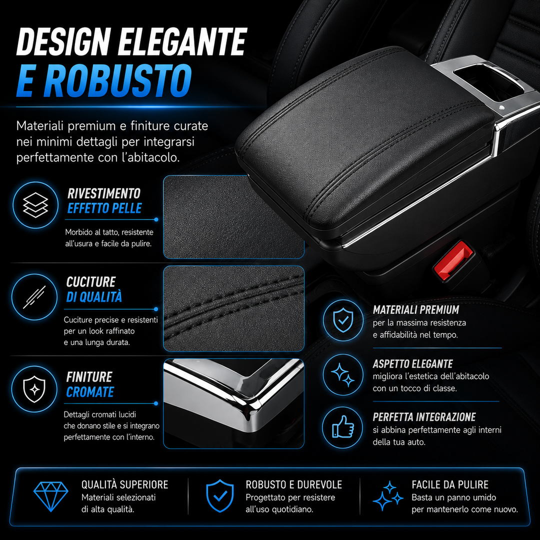 Bracciolo per Citroen C3 2025 Poggiabraccio in ecopelle nero