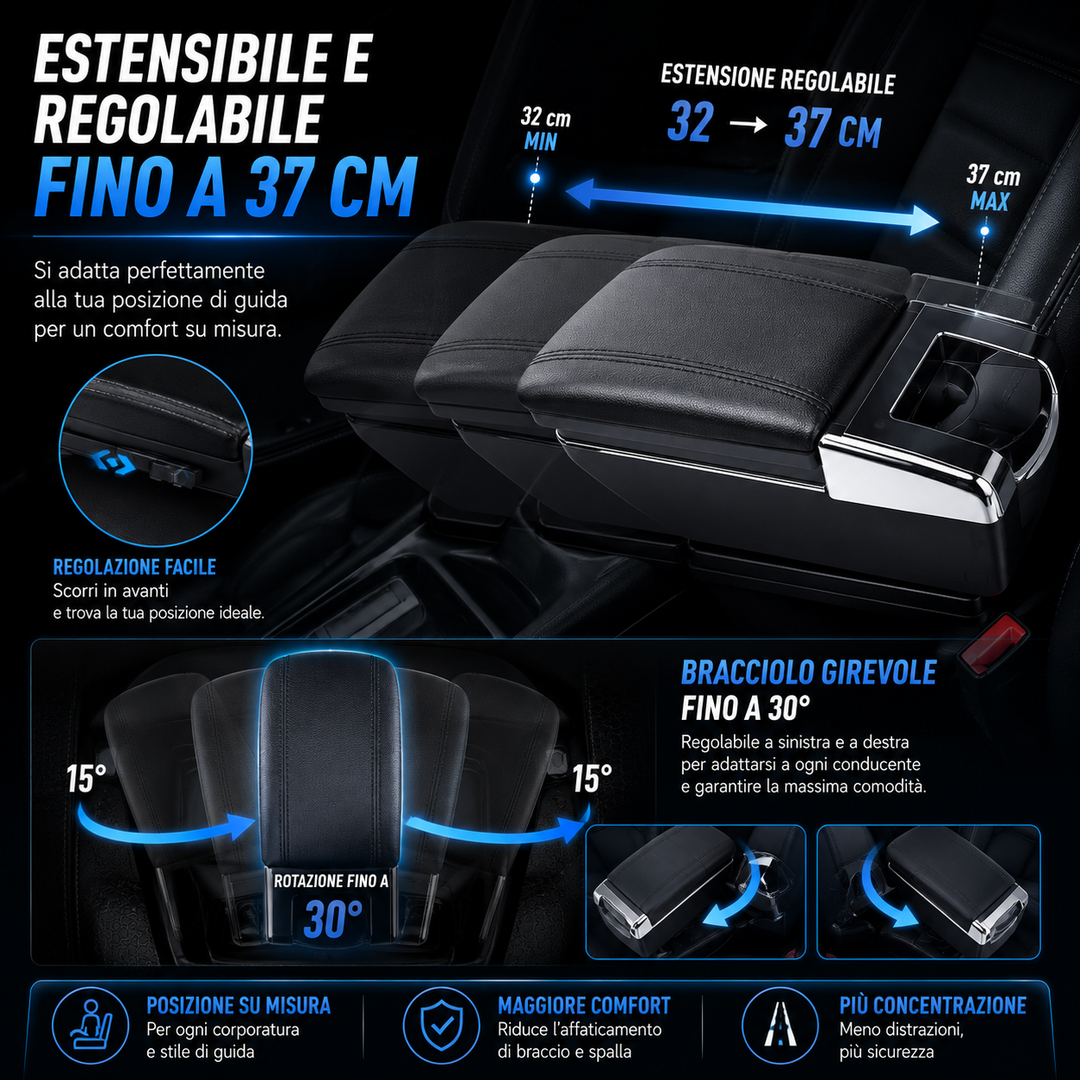 Bracciolo per Citroen C3 2025 Poggiabraccio in ecopelle nero