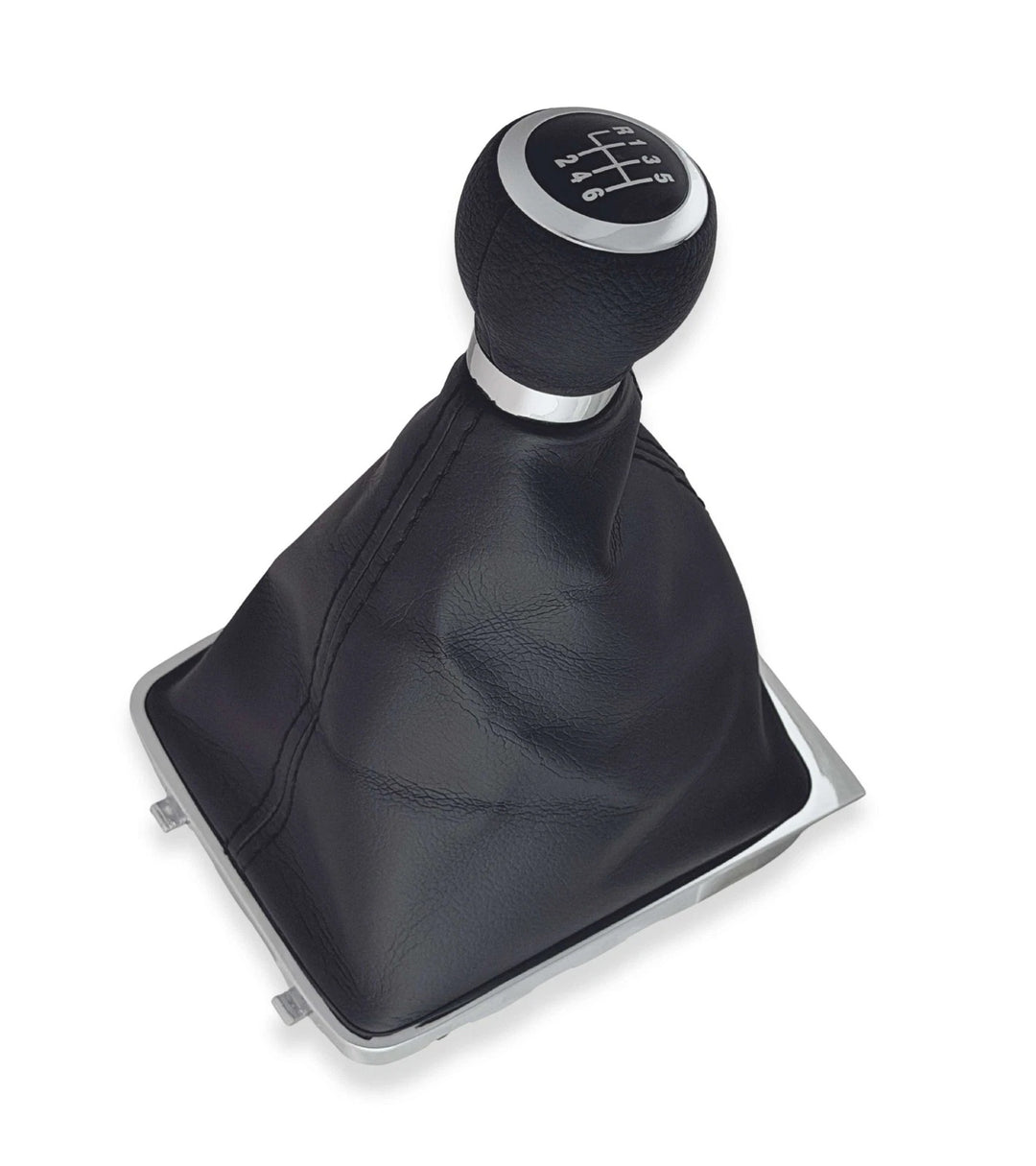 Cuffia Leva Cambio + Pomello + Ghiera Cromata per Volkswagen Passat b6 6 Marce