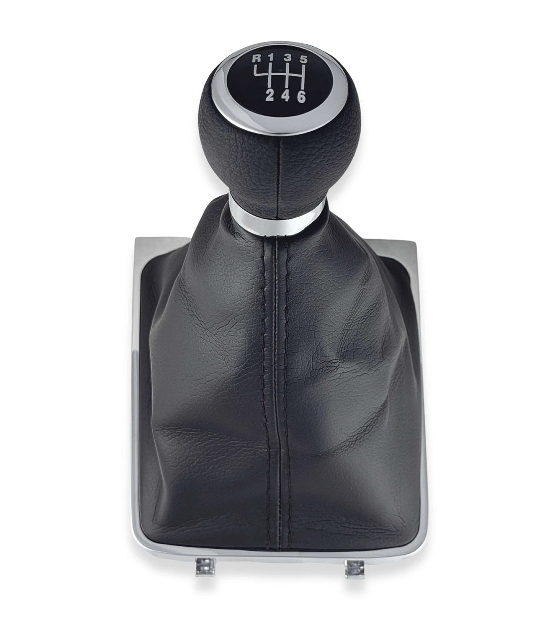 Cuffia Leva Cambio + Pomello + Ghiera Cromata per Volkswagen Passat b6 6 Marce