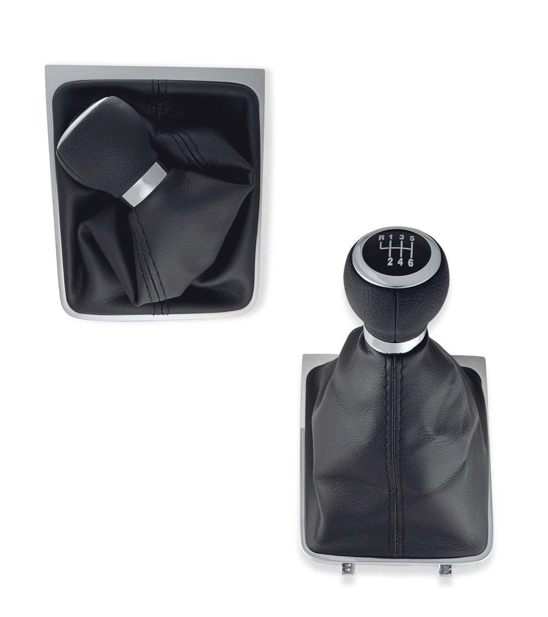 Cuffia Leva Cambio + Pomello + Ghiera Cromata per Volkswagen Passat b6 6 Marce