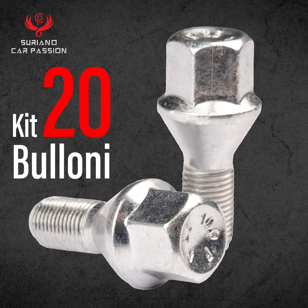 Kit 20 bulloni Ruota Jeep Renegade dal 2014 Cerchi in Acciaio e in Lega Farad