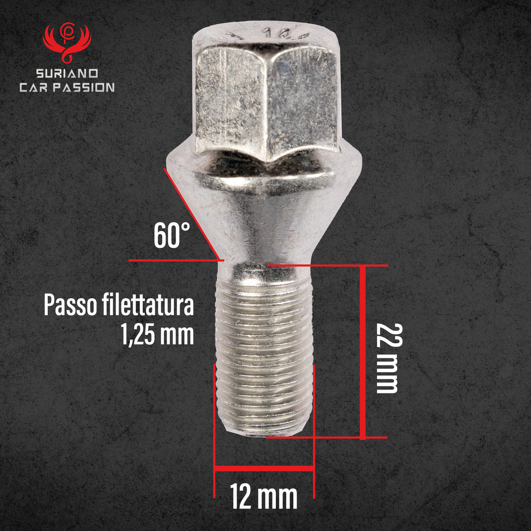 Kit 20 bulloni Ruota Jeep Renegade dal 2014 Cerchi in Acciaio e in Lega Farad