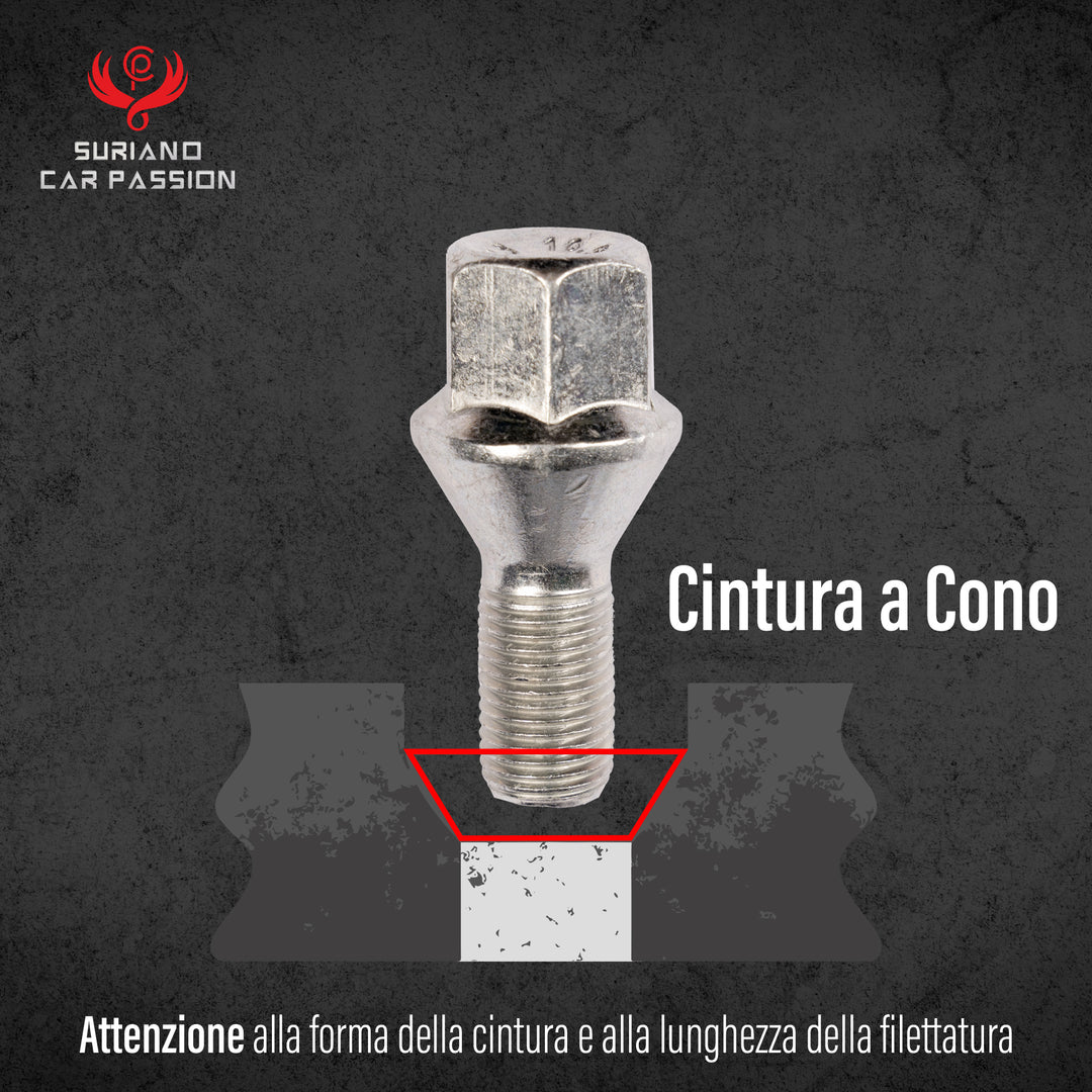Kit 20 bulloni Ruota Jeep Renegade dal 2014 Cerchi in Acciaio e in Lega Farad