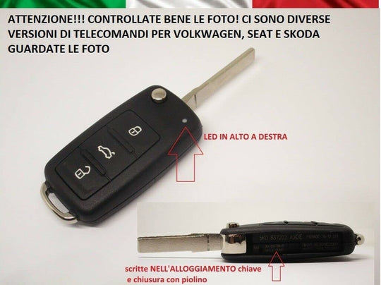 car passion Guscio Chiave Telecomando Cover Scocca Ricambio 3 Tasti Compatibile con Volkswagen Golf Passat Polo Tuareg Seat Altea Ibiza Leon Toledo