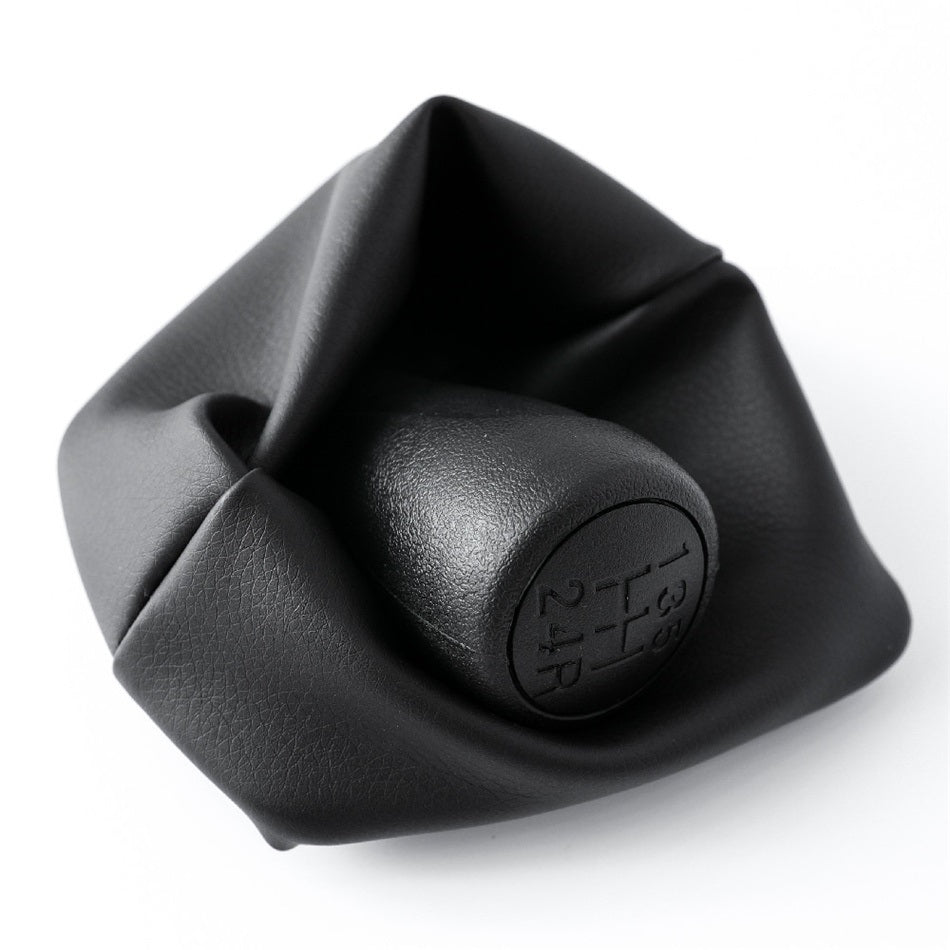 Cuffia Leva Cambio Manuale + Pomello + Ghiera Telaio Compatibile con Fiat Fiorino Peugeot Bipper 2007 – 2016 Cuciture Nere 5 Marce Set Completo Ricambio Auto