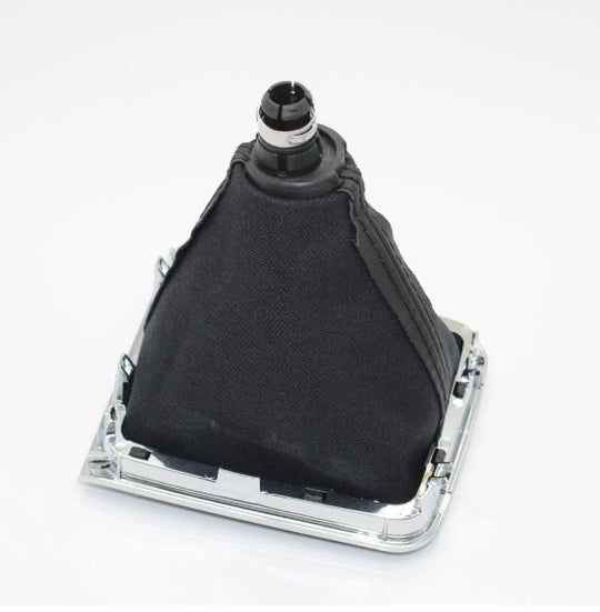 Cuffia Leva Cambio Manuale + Pomello + Ghiera Cromata Telaio Compatibile con Volkswagen Golf 7 Cuciture Nere 6 Marce Set Completo Ricambio Auto