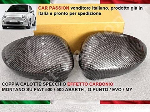 Calotte specchio carbon look Fiat 500 Grande Punto Evo Abarth