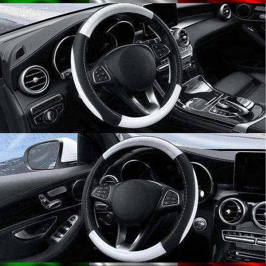 Coprivolante per auto universale nero bianco 37-38 cm