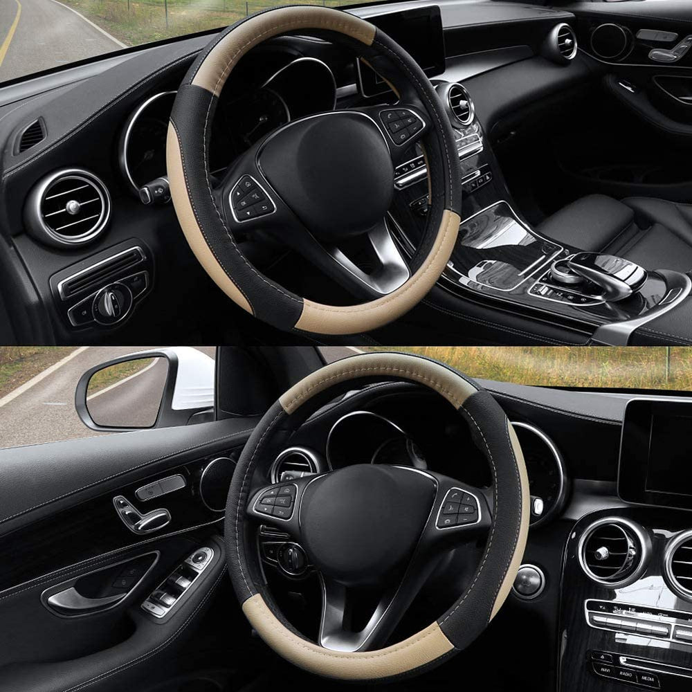 Coprivolante per auto universale nero beige 37-38 cm