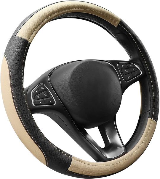 Coprivolante per auto universale nero beige 37-38 cm
