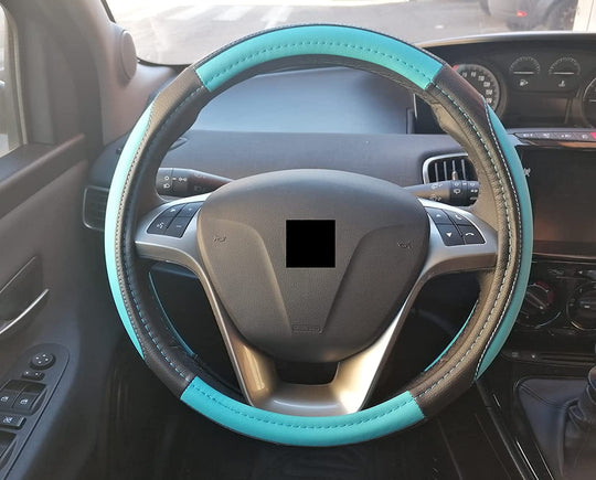 Coprivolante per auto universale nero blu 37-38 cm