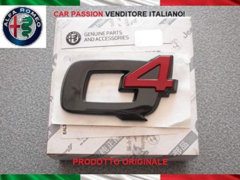 Scritta stemma sigla Alfa Romeo Q4 nero lucido posteriore originale - [accessori auto]