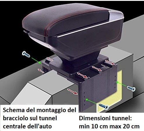 Bracciolo auto universale in ecopelle nero